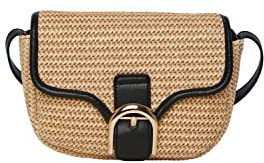 PIECES JDY Women's Pcluna Straw Cross Body, Nature/detail: black, keine Angabe
