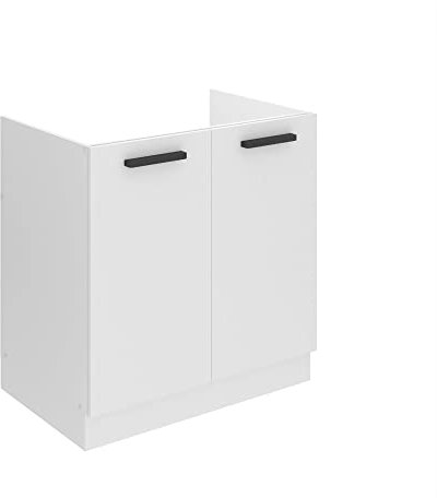 Belini Unterschrank Küche, Spülenunterschrank 80 cm Breite. SDZ Küchenunterschrank ohne Arbeitsplatte. Spülenschrank mit 2 Türen, Weiß matt
