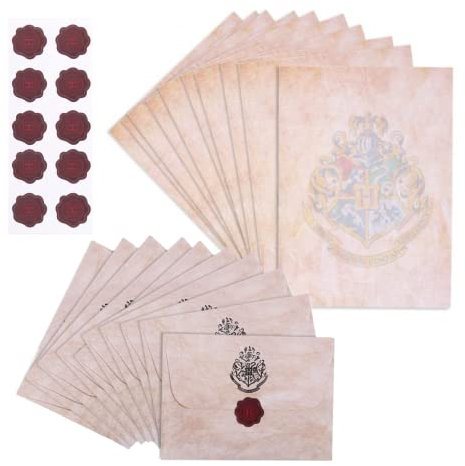Harry Potter Schreibset, Enthält Briefmarken, Umschläge und A4-Papier, Hogwarts Briefpapier Set, Geschenk für Kinder und Jugendliche