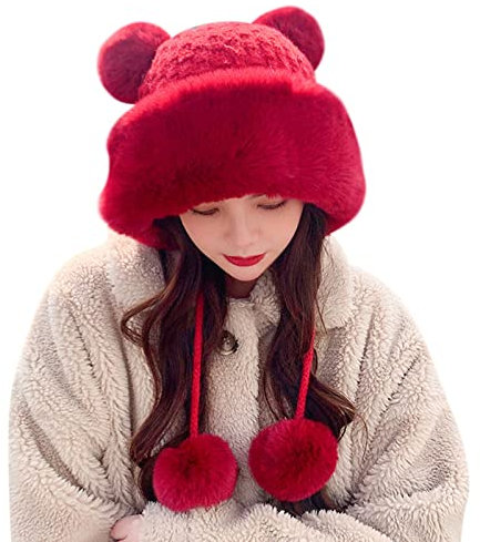 Unbekannt Winter warme Schalmütze Set Warme Wintermütze Stricken Schal Frauen Wintermütze Wintermütze MüTze FüR Outdoor WintermüTze Ski Bommel Mütze Pompom Winddichte Schalmütze