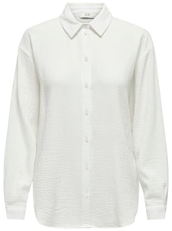 JDY Damen Musselin-Bluse JDYTheis Langarm 15271018 Cloud Dancer M