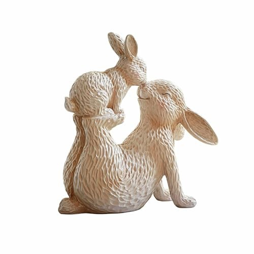 Loberon Deko-Hase Trista, handbemalt, fröhliches & liebevolles Design, Tierfigur, Ostern, Osterdekoration, Osterfest, Osterhase, Osterfigur, Polyresin, beige/rosa