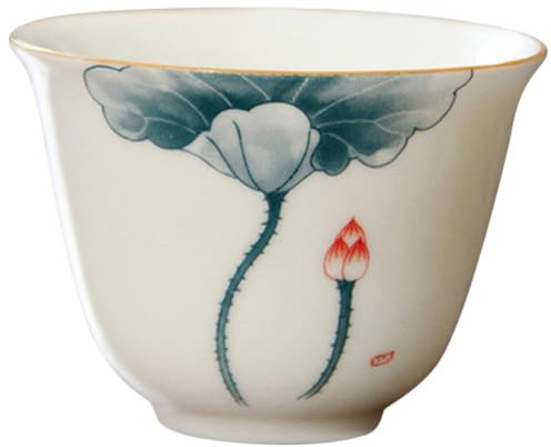 Hand-Painted White Porcelain Tea Cup - Elegant Ceramic Teaware for Home Office and Tea House Use