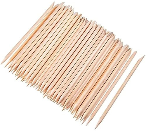 100 palitos de madera naranja para cutículas de uñas para removedor de manicura y pedicura, 4.3 pulgadas