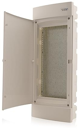 Intratec Unterputz Multimediaverteiler IP40 – 676x283x106 mm, mit weißer Tür, ideal für Smart Home, Router & Multimedia-Geräte, Gehäuse Weiß RAL 9003