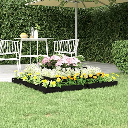 LAPOOH Pflanzkübel, Blumentopf, Blumenkasten, übertopf, Blumenkübel, Pflanzkasten, Flowerpot, Pflanzbehälter, Kräuterbeet, Schwarz 110x110x27 cm Massivholz Kiefer