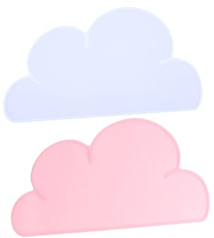 OUNONA 2stücke Silikon Platzsets Für Junge Mädchen rutschfeste Hitzebeständige Wolkenform Abwaschbare Tischunterlage Für Haustiere Und Junge Mädchen Als Essunterlage Weiß