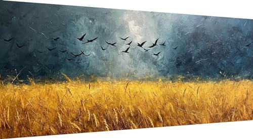Qiaoqoo 5D Diamond Painting Landschaft, DIY Diamant Painting Bilder Vogel, Diamand Painting Erwachsene Groß xxl, Kinder Diamant kunst Set mit Diamond Painting Zubehör, Home Wand Décor 125x50cm
