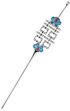 Haarschmuck, Vintage-Haarstäbchen, Perlen-Haarnadel, S925-Silber, chinesische Haar-Essstäbchen, verzierte Emaille-Ruyi-Glückssymbol-Haarstäbchen for Dutts, Haar-Dutt-Schmuck for Braut, Frauen, Mädchen