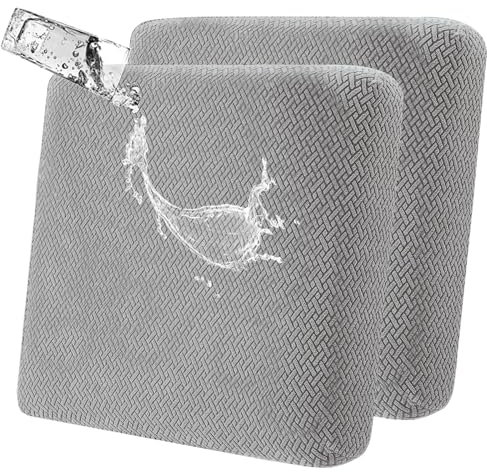 SHANNA Seat Cushion Sofa Cover: 2 Seater Waterproof Couch Cushion Slipcovers High Elastic Outdoor Cushion Couch Slipcover Non-Slip Washable Furniture Protector for Kids, Pets (Light Gray)
