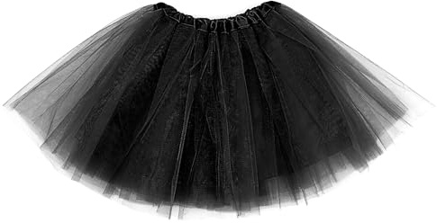 Yolev Adult Tulle Tutu Skirt 1950s Vintage Tulle Bubble Tutu Skirt Prom Party Skirt Elastic 3 Layer with Lining for Women (Black)