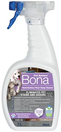 Bona Pet System Intensivrengöringsmedel för hårda golv, 1 l, rengöring för husdjur, luktborttagare för husdjur, urinluktsborttagare – fläckborttagare – lämplig som hund och kattspray