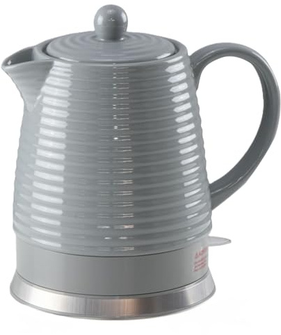 Elektrischer Wasserkocher aus Keramik, 1,5 Liter, abnehmbarer Deckel, Grau- Modernes Stylisches Design Grand, Deckel mit Silikondichtung. Tea kettle, ceramic, grey,1600 W, Liter 1,5L, retro look