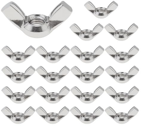 Smgda 20pcs M6 (6mm) Wing Nuts, 304 Stainless Steel Hand Twist Tighten Ear Butterfly Nuts, Heavy Duty Butterfly Wing Nut Screws for Threaded Bolts DIY Tools, Silver (M6)
