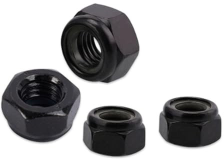 KVLHCSVA 2/5/10/25 Stück 304 Edelstahl Schwarze Nylock-Mutter M2 M2,5 M3 M3,5 M4 M5 M6 M8 M10 M12 M16 Sicherungsmutter Sechskant selbstsichernde Mutter