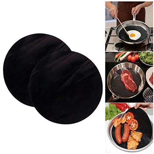 Revêtement de Poêle à Frire Rond Antiadhésif Haute Température, Paquet de 2 Feuilles de Wok de Cuisson Faciles à Nettoyer pour la Cuisson au Barbecue (Comme indiqué)
