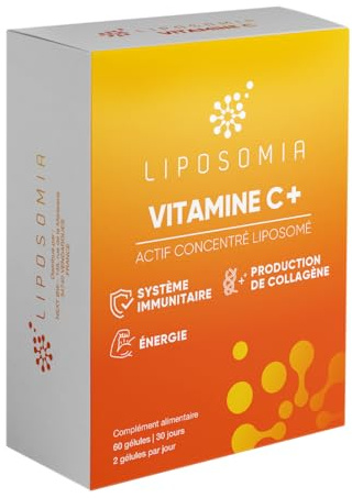 Prescription Nature - VITAMINE C + LIPOSOMIA - Complément Alimentaire Système Immunitaire, Collagène et Fatigue - Actif Concentré, Formule Liposomée Clean, Vegan - Fabrication Française - 60 Gélules