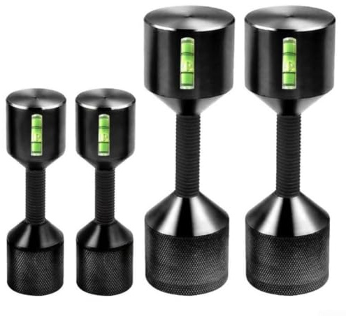 Kit di perni di posizionamento a due fori per flangia in alluminio con livello integrato, strumento di posizionamento a due fori per allineamento tubi (nero, 4 pezzi)