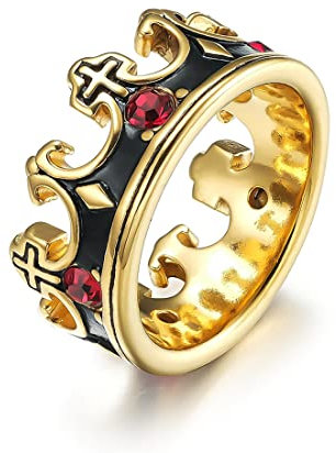 Diamantring mit Kruzifix-Krone für Männer und Frauen, modischer Vintage-Ring Edelstahl