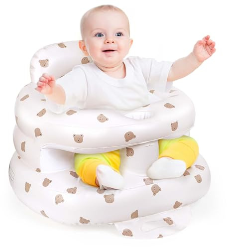 Aufblasbarer Babysitz für Babys ab 3 Monaten, aufblasbarer Babystuhl eingebauter Luftpumpe Baby Rückenstützsofa, Boden-Sitzunterstützung Toddler-Bodensitze zum Aufsitzen Für Reisen Füttern Camping