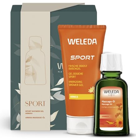 WELEDA Bio Geschenk Set - Naturkosmetik Pflege Geschenkset bestehend aus Sport Frische-Kick Duschgel & Arnika Massageöl. Optimal und ein Must-Have zur täglichen Körperpflege nach dem Sport
