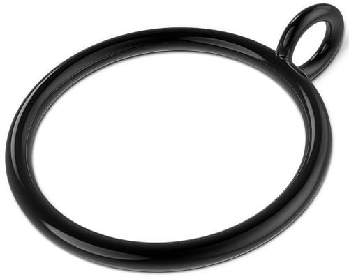 DHSDING 50 PCS Curtain Rings with Eyelets - Black Metal Drapery Rings for Pinch Pleat Curtains, 2.0 Inner Diameter Fits 1.5 Rod, Heavy Duty Curtain Hanging Clips