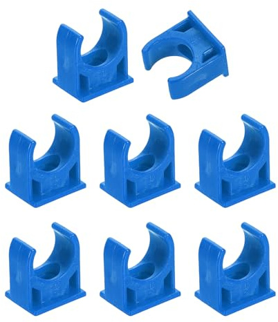 sourcing map Lot de 8 colliers de serrage en PVC pour tuyaux d'eau en forme de U, support de tube d'irrigation pour plateaux TV, supports de tuyau, support de tuyau, bleu