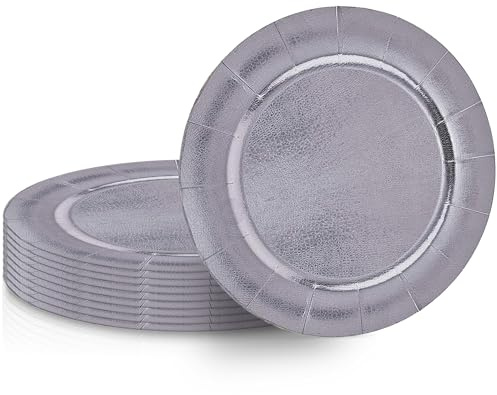 Silver Disposable Paper Charger Plates - 13 (Pack of 20) - Perfect for Weddings, Birthdays, Anniversaries & More