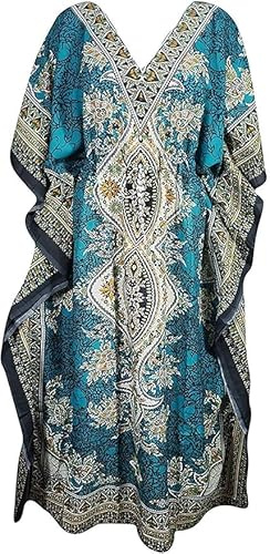 UNIQUE KAFTANS Womens Kaftan Dresses Batwing Swimsuit Loungewear Caftans CoverUp (Teal, One Size/Free Size)
