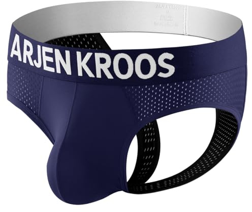 Casey Kevin Jockstrap för män, 4,5 cm bred linning, ventilerande suspensorium män av bomull, sexiga underkläder för sport och vardag, A7 kungsblå, XXL