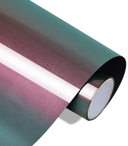 FOSER Chamäleon Plotterfolie Textil, 30,5cm×150cm PU Transferfolie Plotter, Heat Transfer Vinyl Bügelfolie Iron on Folie für DIY Textilien, Stoffe (Mattes Finish)