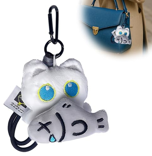 SUJEBKC 1PSC peluche gatto portachiavi peluche gatto peluche portachiavi gatto Ciondolo in peluche a forma di gatto nero morbido cuscino gatto nero regali per gli amanti dei gatti (C)