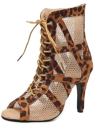 Sandali da donna Gladiator con tacchi da danza, sexy, con tacco alto, 7 cm e 10 cm, in rete, latin dance da donna, comodi sandali a spillo, 07 marrone., 39 EU