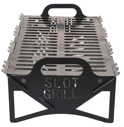 Barbecue pieghevole da campeggio, in acciaio inox, per cucinare a carbone o a legna, portatile, per campeggio e picnic
