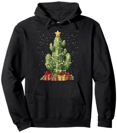 Cute Cactus Christmas Tree Xmas Succulent Pullover Hoodie