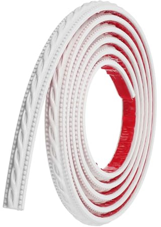 sourcing map 2cm x 1m Peel and Stick Molding Trim for Walls, Flexible Mirror Molding Trim Self-Adhesive Wall Paneling Strip Wallpaper Border for Floor Wall Baseboard, White