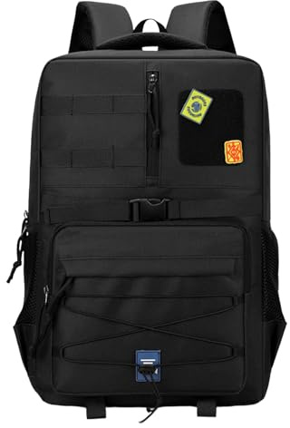 35L Tactical Backpacks Black Backpack Molle Daypack for Camping ,Black | Outdoor, Military, Travelling, Climbing, Hiking Daypacks, 600D Nylon,47*30*20cm, Adjustable Straps，Luggage Strap,600g