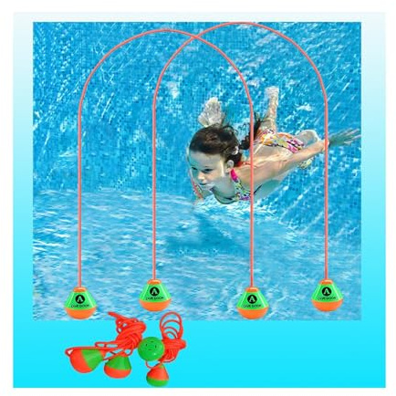 AiDeHuaKeJi 2 Stück 2.5m Pool Spielzeug Kinder, Tauchringe für Kinder ab 5 6 7 8 9, Tauchspielzeug Pool Zubehör Spaß, Poolspielzeug Poolparty Geschenk 5-12 Jahre Wasserspielzeug