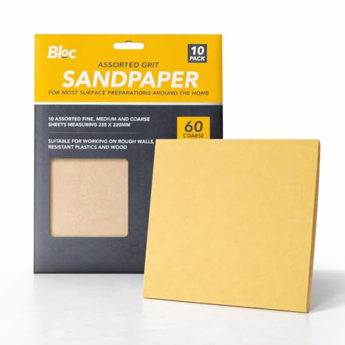Assorted Sandpaper Sheets 10 Pack Mixed Grit 60, 100,150 Sanding Paper For Wood Walls Metal Decorating 235x220mm Multi Purpose Sand Paper Pack