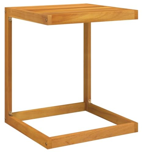 XHNIFBN C-Tisch 42x40x50 cm Akazien-Massivholz, Kleiner Gartentisch in C-Form, wetterfeste Oberfläche, Modernes Design, Robustheit und Langlebigkeit für Balkon, Terrasse und Lounge im Garten