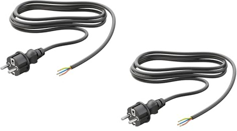 ledscom.de 2 Stück Schukostecker Typ F mit Außenkabel, 2m, schwarz, 3 x 0,75 mm²