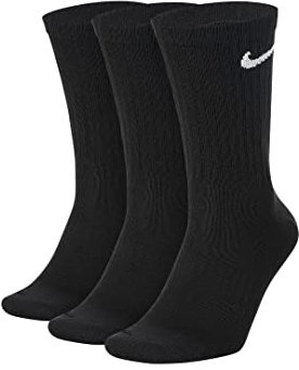 Nike Herren Unisex U Nk Everyday Ltwt 3pr Crew-trainingssocken (3 Paar), Schwarz (Black/White), S EU