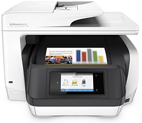 HP OfficeJet Pro 8720 multifunktionsskrivare (direktbläck, skrivare, skanner, kopiator, fax, WLAN, LAN, NFC, Duplex, Airprint)