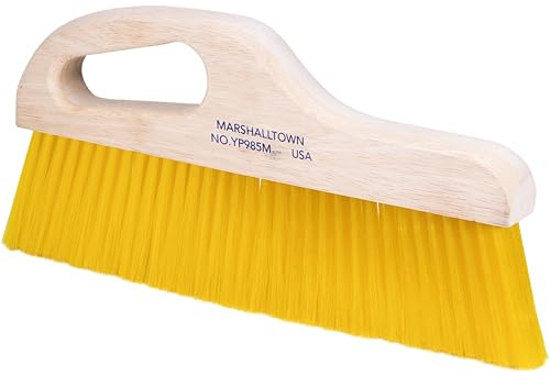 Marshalltown Handle Brush, 3 Inch Yellow Polypropylene Bristles, Offset Handle for Comfort, Ideal for Concrete Texturing and Finishing, Concrete Broom, Masonry Brush, Concrete Tools, YP985M