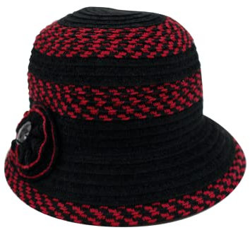 San Diego Hat Company Damen Chenille Glockenhut mit Blume und Schmuckchen, schwarz/red, Einheitsgröße