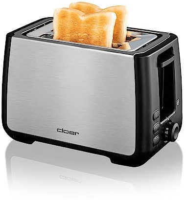 Cloer 3569 King-Size-Toaster für 2 XXL Scheiben, Check-Funktion, Edelstahlgehäuse, 1000 Watt, schwarz Kunststoff
