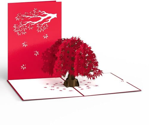 Lovepop® Japanischer Ahorn-Baum 3D Pop-Up Karte für jeden Anlass - Geburtstag, Liebe, Glückwunsch, Urlaubsgrüße | mit Versteckfach für Geld & Gutscheine | inkl. Umschlag | Ausziehbare Notiz