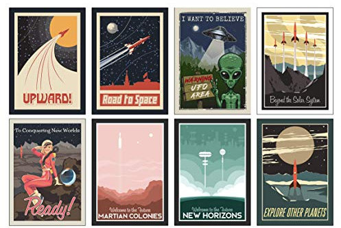 the lazy panda card company Weltraum Poster Set - 8 x A4 Universum Poster kleine und große Astronauten