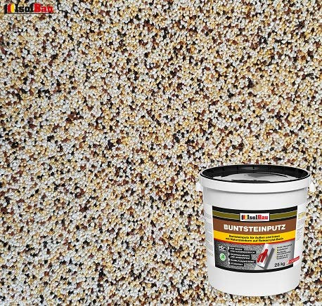 Isolbau - Buntsteinputz für Außen und Innen (Weiß, Gelb, Braun, Schwarz) 25 kg - BP50 Mosaikputz Dekorationsputz Frostsicher, Wasserfest, Stoßfest