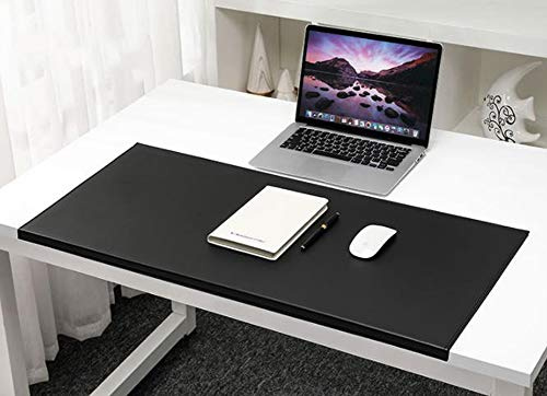 Schreibtischunterlage Schreibunterlage Leder Kantenschutz: 80x48cm PU-Leder abgewinkelt Auflage schwarz rutschfest für Büro und Zuhause Schwarz